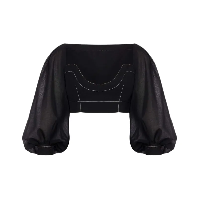 PHILOSOPHY DI LORENZO SERAFINI Bishop sleeves Crop Top-0