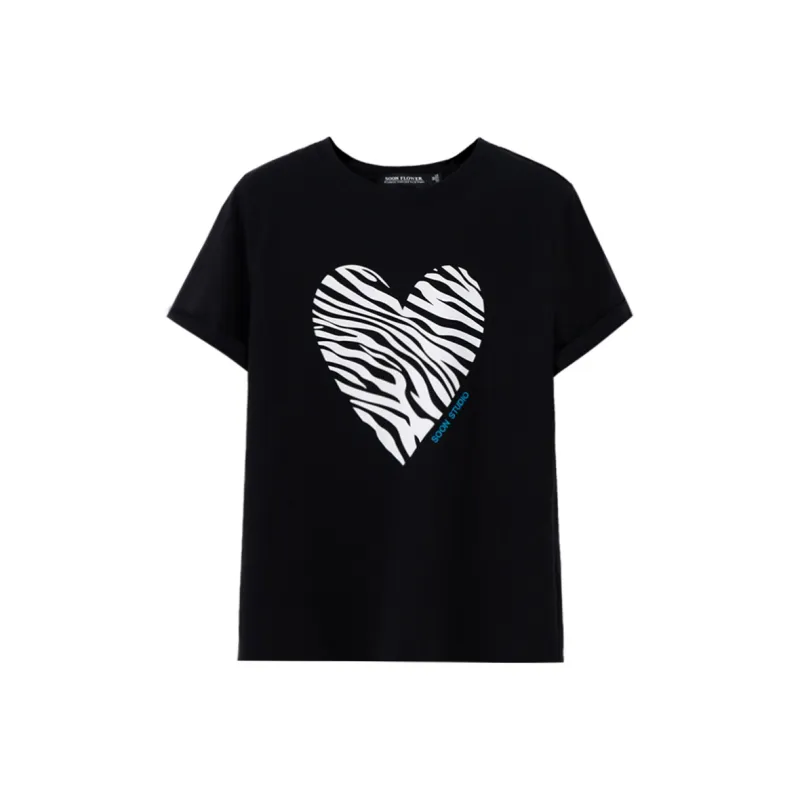 SOON FLOWER T Shirt Women's Black Summer-0