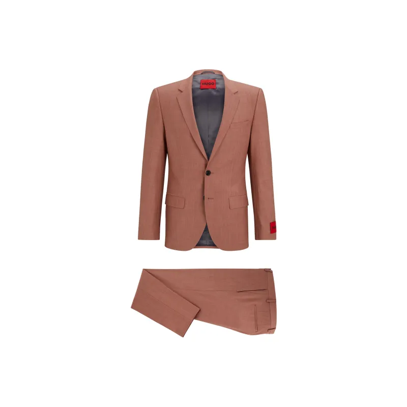 HUGO BOSS Slim-Fit Suit In Mohair-Look Stretch Cloth Business Suits Men's Deep Red-0