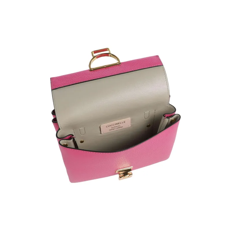 COCCINELLE Arlettis Grain Leather Shoulder Bag, Crossbody Bag, Handbag Women's Fuchsia-3