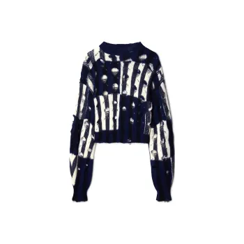 OFF WHITE Shibori Distressed Crewneck Long Sleeved Jumper