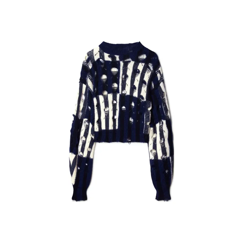 OFF WHITE Shibori Distressed Crewneck Long Sleeved Jumper-0