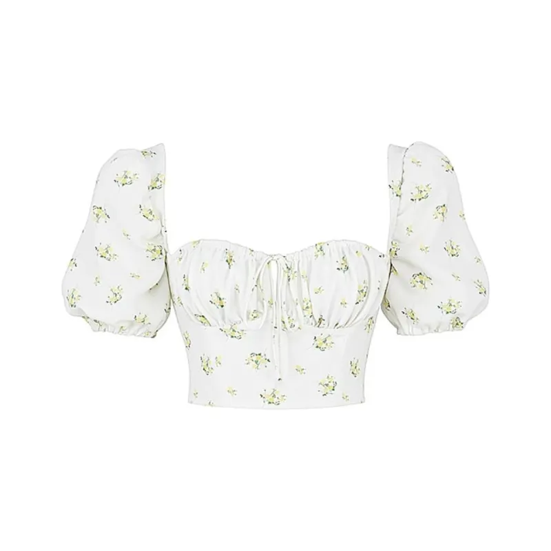 HOUSE OF CB Arianna Crop Top Women's Ivory/Ivory-0