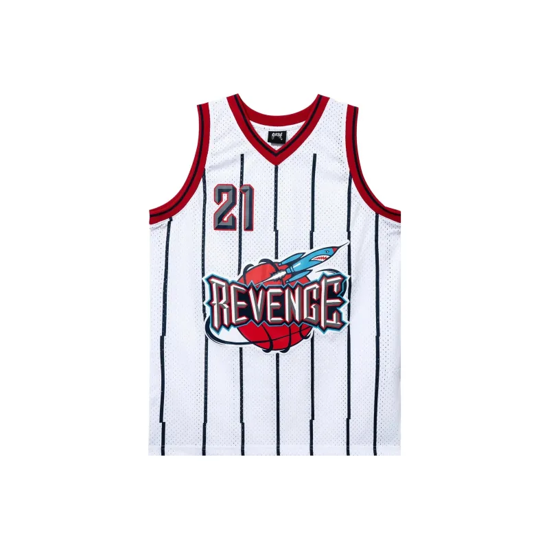 Revenge WHITE JERSEY EMBROIDERED Basketball Jerseys Unisex White-0