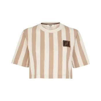 FENDI Logo Patch Striped Cropped Top