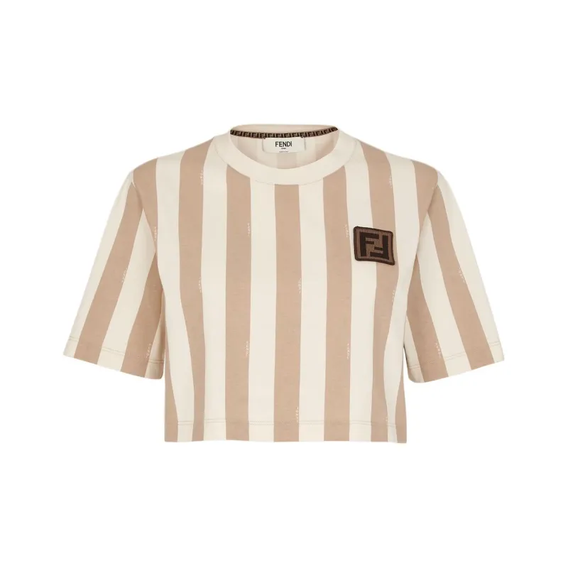 FENDI Logo Patch Striped Cropped Top-0