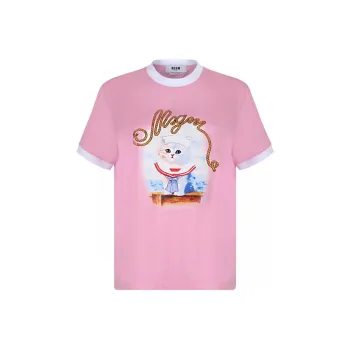 MSGM Graphic Printed Crewneck T Shirt