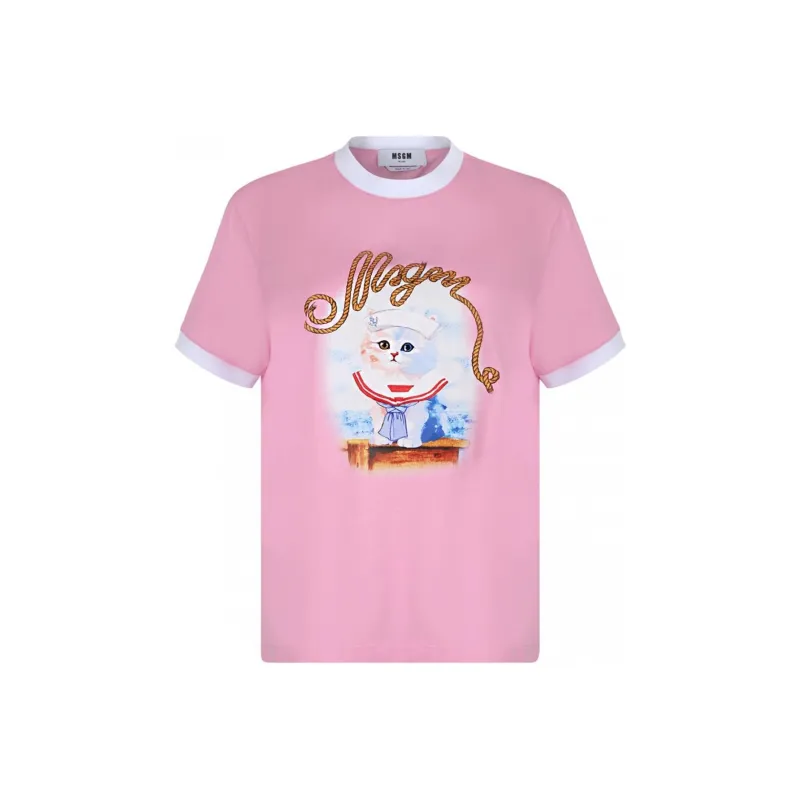 MSGM Graphic Printed Crewneck T Shirt-0