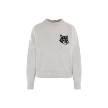 Maison Kitsune Fox Intarsia-Knit Crewneck Jumper