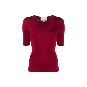 GUCCI Buckle Strap Ribbed T shirt