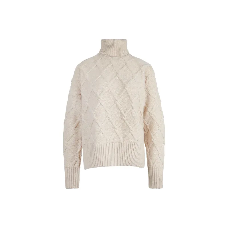 BARBOUR Perch Knitted Jumper Sweater Women's Wheat Flake-0