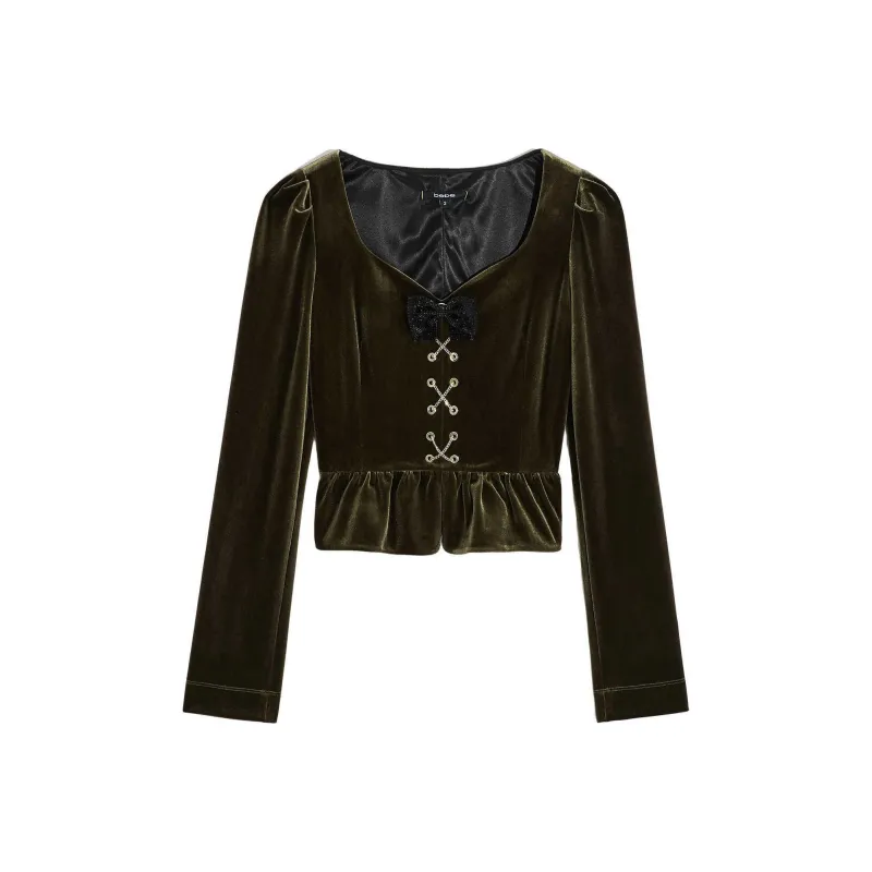 Bebe FW24 Crop Tops Women's Army Green-0