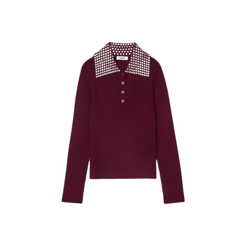 Sandro Embellished Knitted Top-0