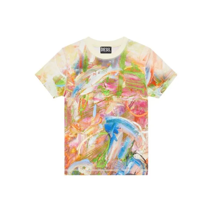 DIESEL Crop Tops Women's Pink White-0