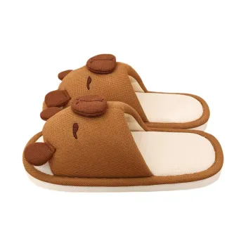 Thin Strips Cotton Linen Blend Slippers Men's, Women's, Brown
