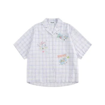 DOH STORE Shirt Unisex Blue White Plaid