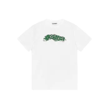 GANNI Women's Future Logo print T shirt 'Bright White'