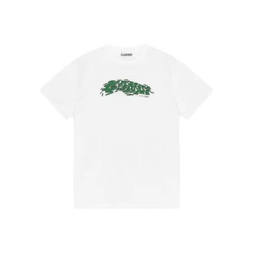GANNI Women's Future Logo print T shirt 'Bright White'