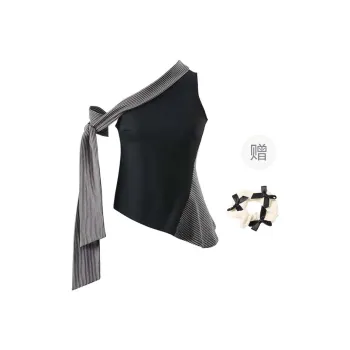 TURN UP Tank Tops Women's Black+Bowknot Hair Tie Comes With