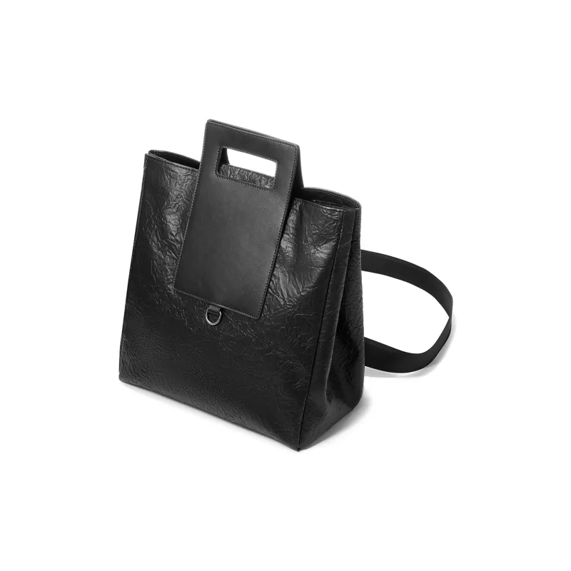 Yawei Kuroda PU Shopping Bag Handbag Regular Unisex Black-0