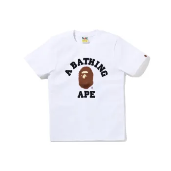 A BATHING APE Embroidery Style College Tee Tee Ladies Black
