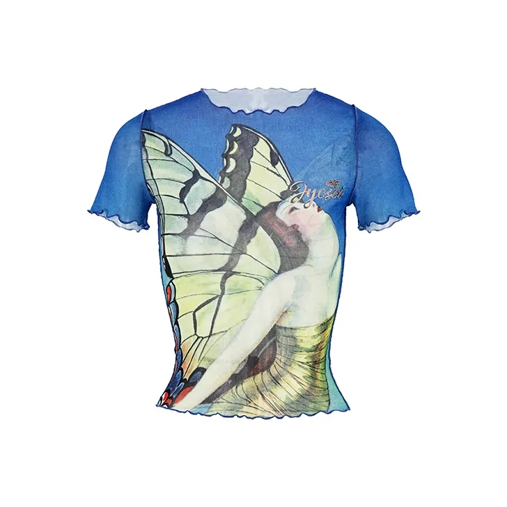 JYOSEI Crop Tops Women's Blue-0