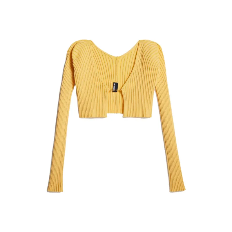 Jacquemus La Maille Pralu Micro Charm Logo Cardigan Pink-0