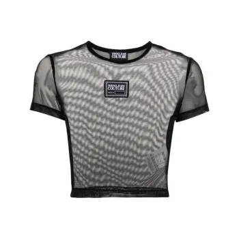 VERSACE JEANS Logo-patch Mesh Top