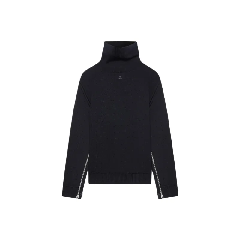 COURREGES Oversized Mockneck Knit Sweater 'Black'-0