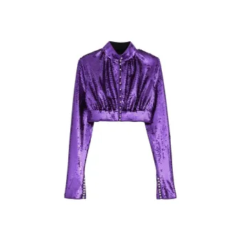 H&M Sequined Crop Top Purple