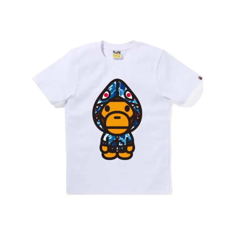 Bape Women's Abc Camo Shark Hoodie Milo Tee White/Pink-0
