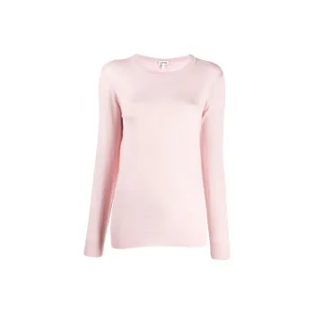LOEWE Crew Neck Slim Fit Long Sleeved Sweater Women's Pink