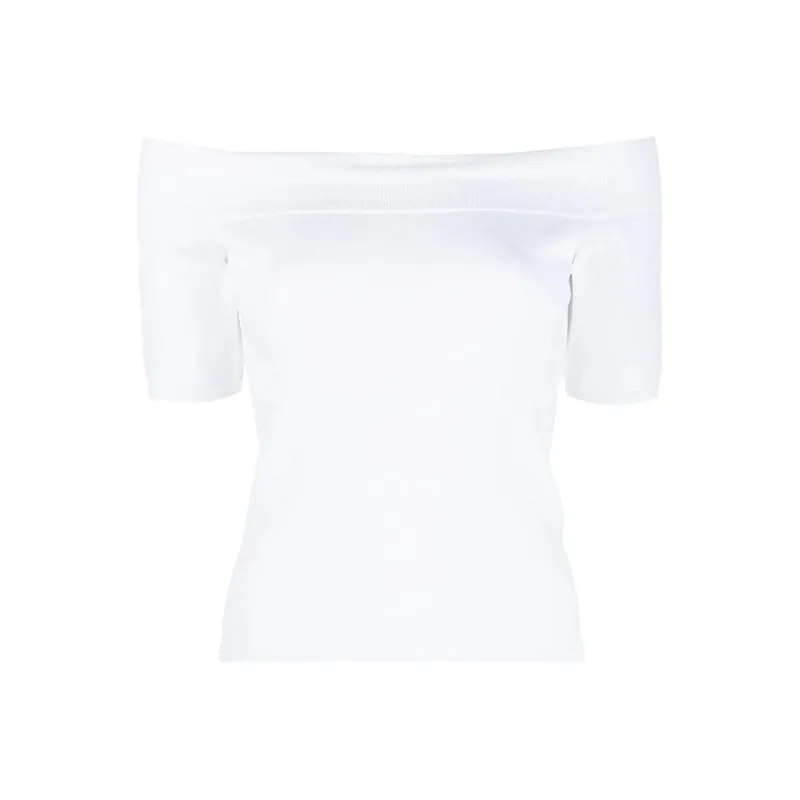 Alexander McQueen Off Shoulder Short Sleeved Top-0