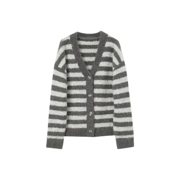 3COLOUR Sweater Women's Stone Gray Stripes