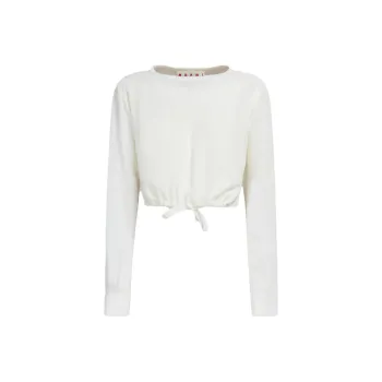 MARNI Drawstring hem Cropped Silk Blouse