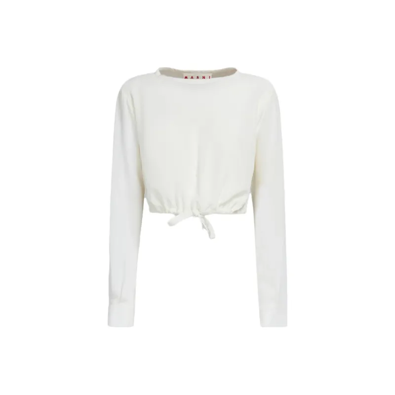 MARNI Drawstring hem Cropped Silk Blouse-0