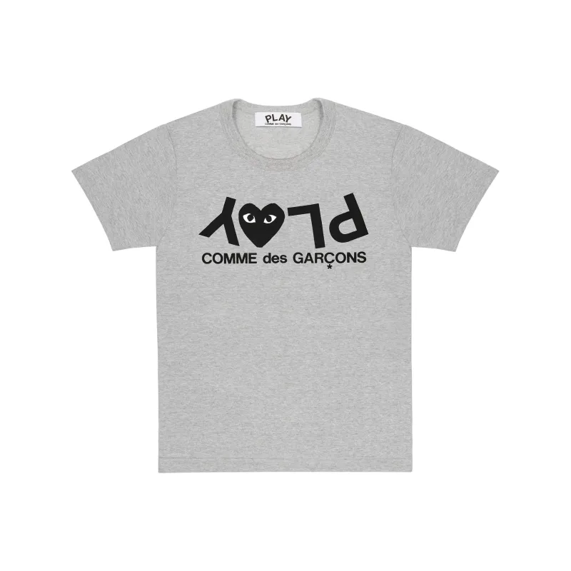 CDG Play Women's Inverted Text T-shirt Grey-0