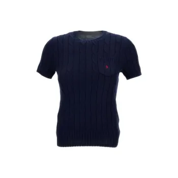 Polo Ralph Lauren Logo Embroidered Cable Knit Crewneck Top
