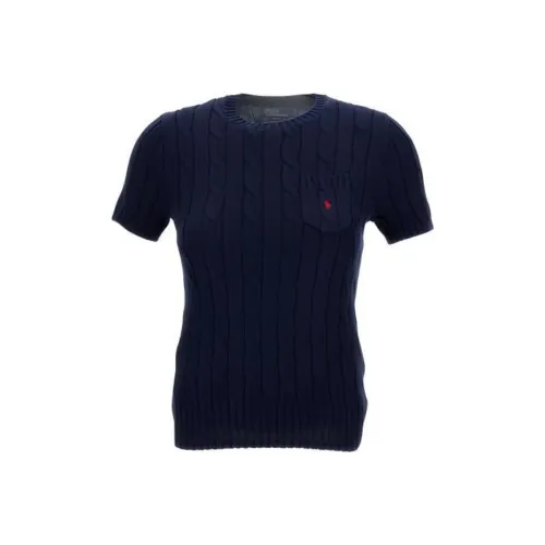 Polo Ralph Lauren Logo Embroidered Cable Knit Crewneck Top