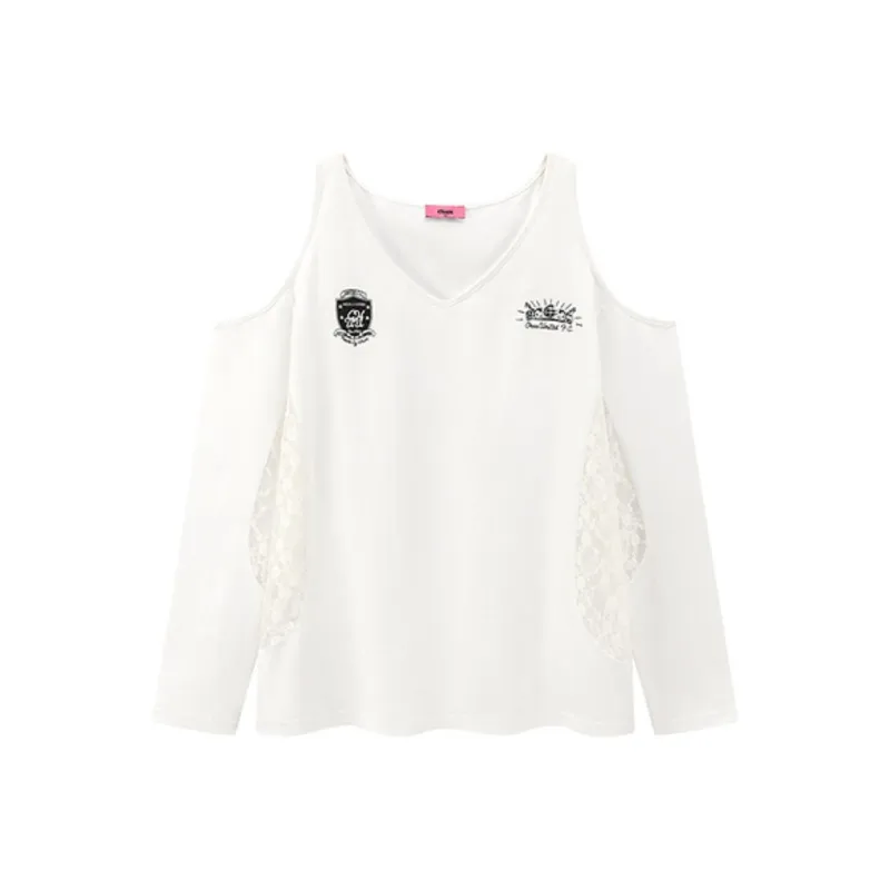 CHUU Drop Shoulder Sleeve T Shirt Women's White-0