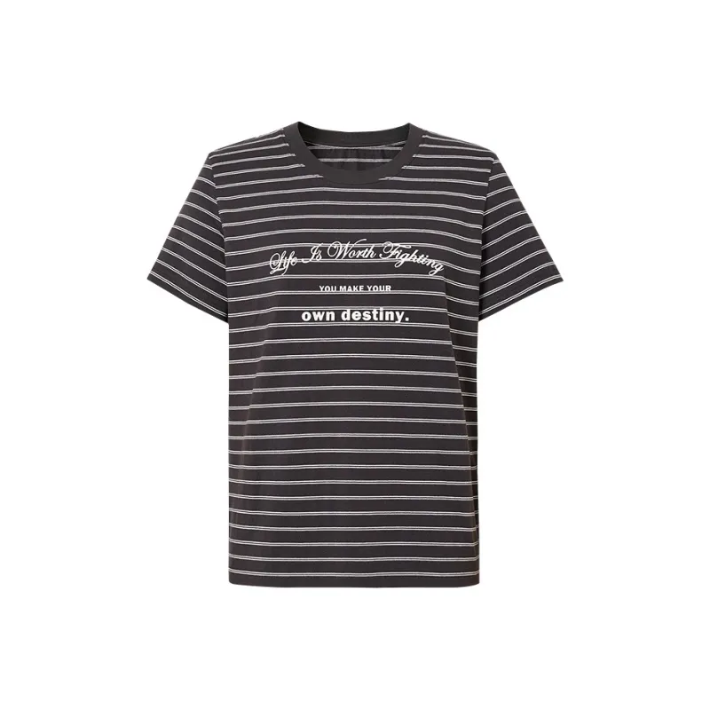 Hopeshow T Shirt Women's Gray Stripes-0