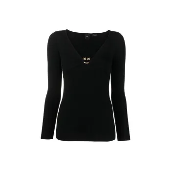 PINKO Love Birds Ribbed knit Top