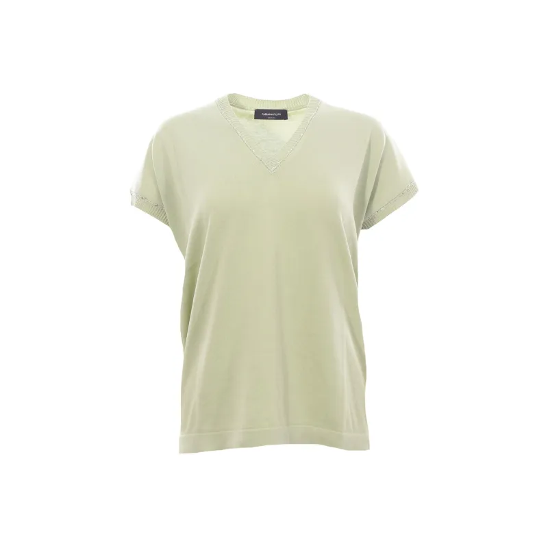 Fabiana Filippi Sequin Detailed V Neck Knitted Top-0