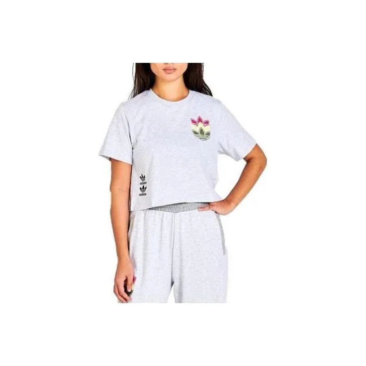 Adidas Crop Tops Women's Gray White-0