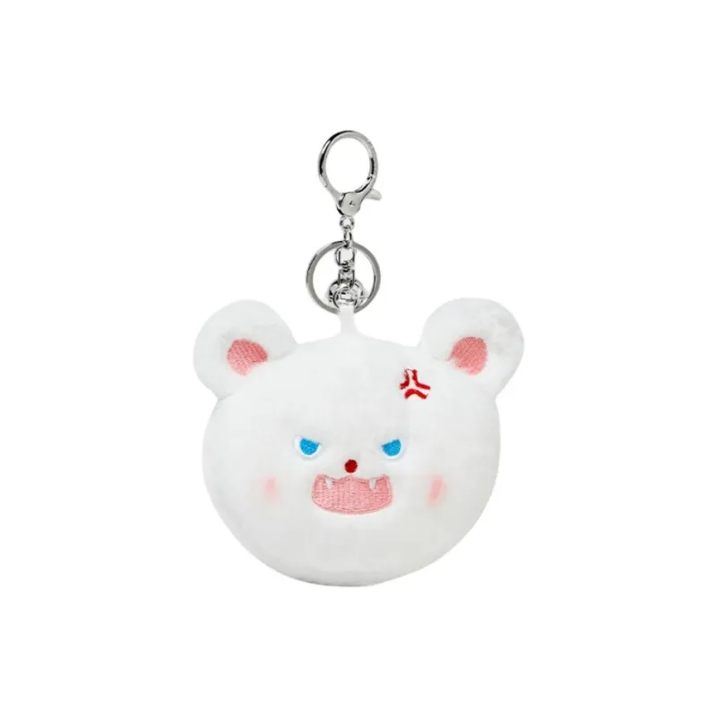 Narandu Plush With Resin Keychain Bag Accessory Unisex Black Fluffy Shocked Cat/White Fluffy Shocked Cat-2