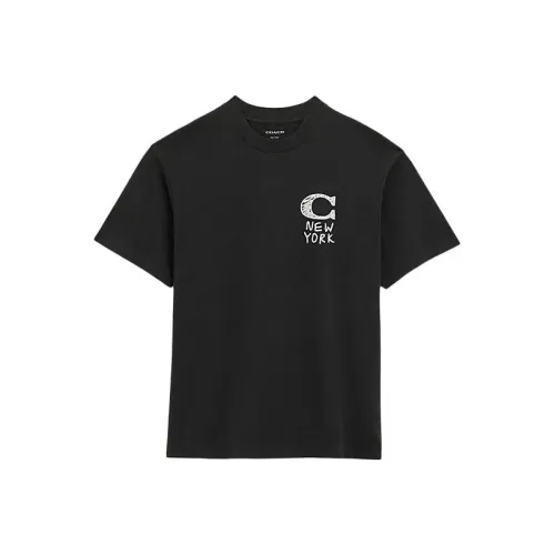 COACH SS24 Drop Shoulder Sleeve T Shirt Women's Black