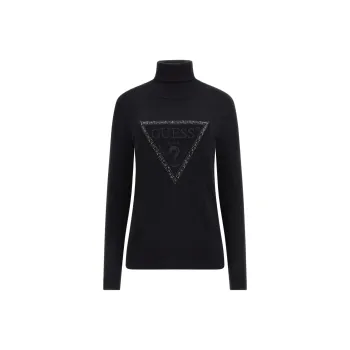 GUESS Rhinestones Triangle Logo Sweater Women's Black