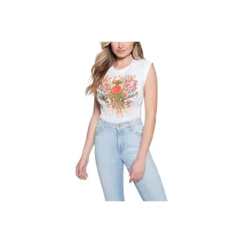 GUESS Eco Je T'aime Corset Tee T-Shirt Women's White
