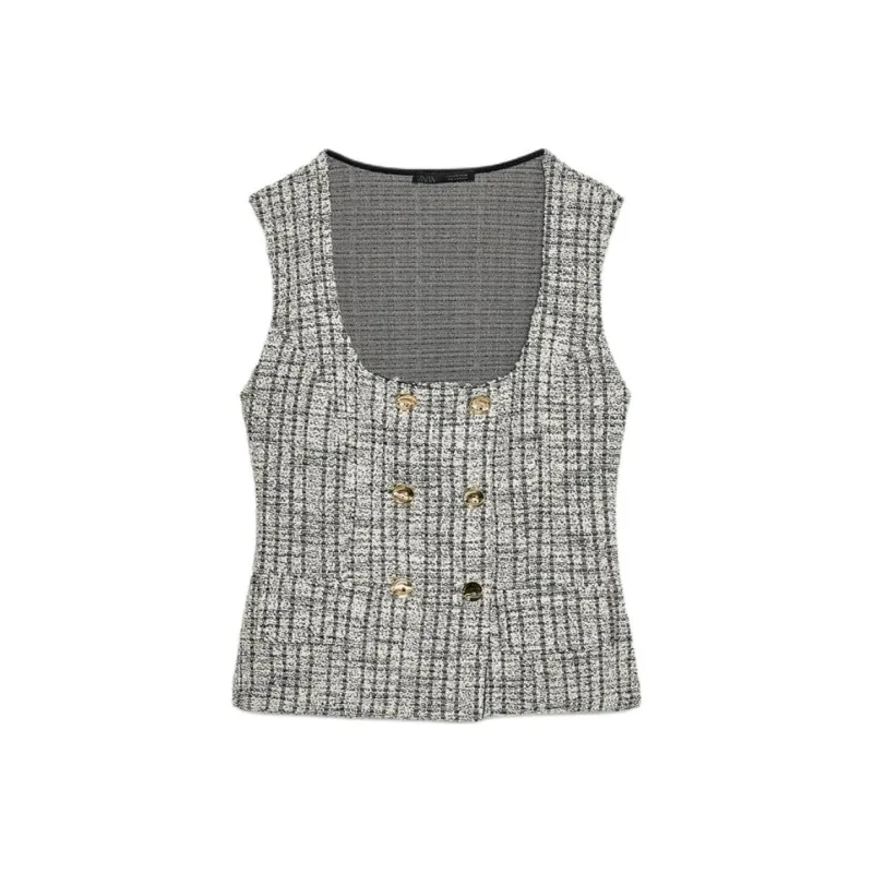 ZARA Tank Tops Women's Nude/Black-0