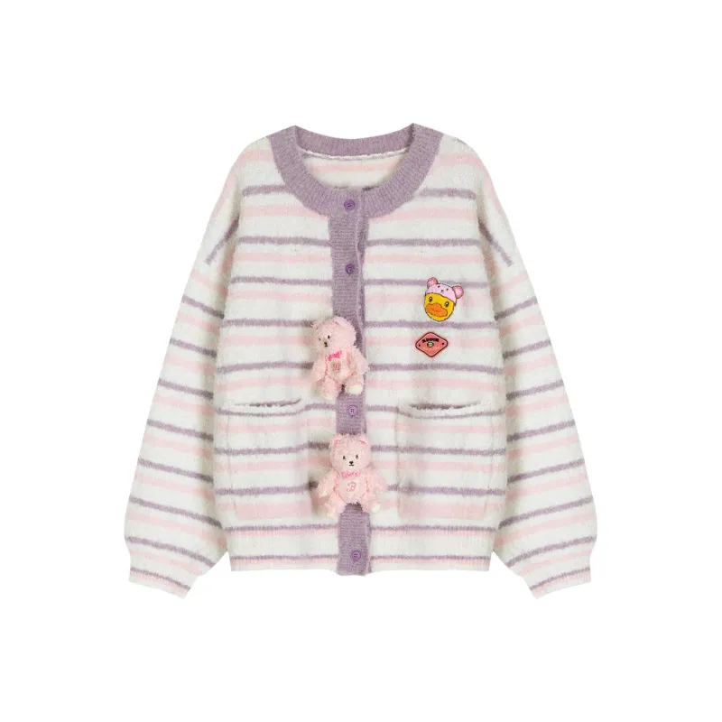 B.Duck Sweater Women's Pink Stripes-0